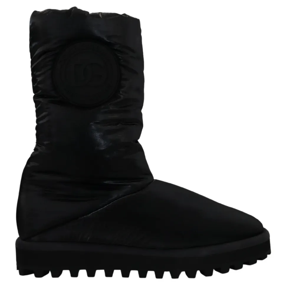 Elegant Mid-Calf Støvler i Svart Polyester
