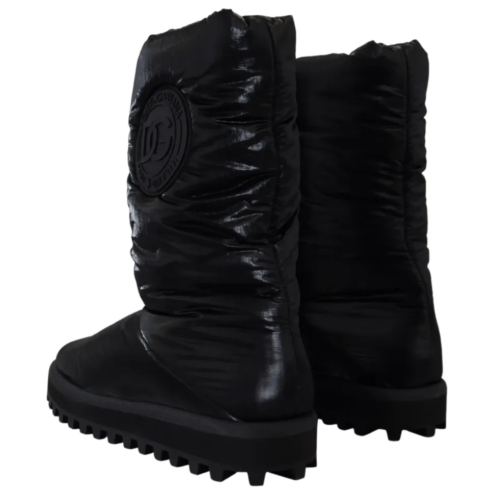 Elegant Mid-Calf Støvler i Svart Polyester