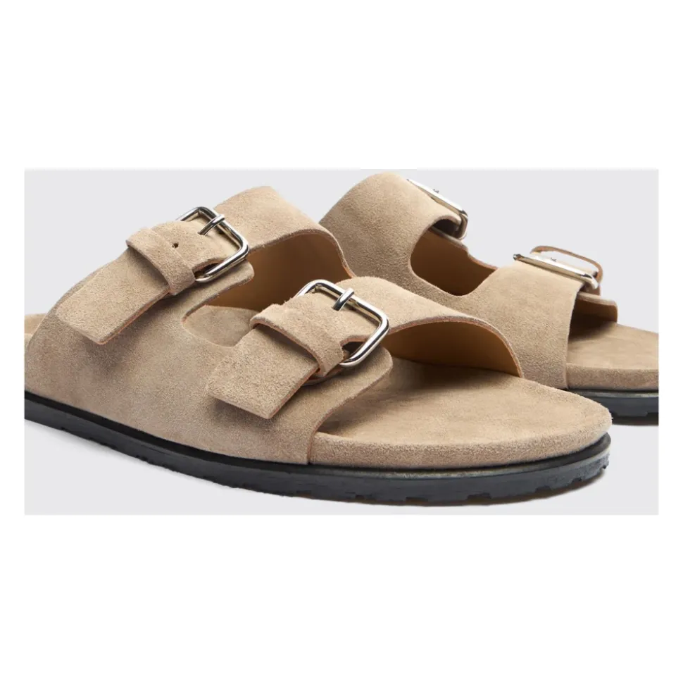 Flate sandaler i skinn