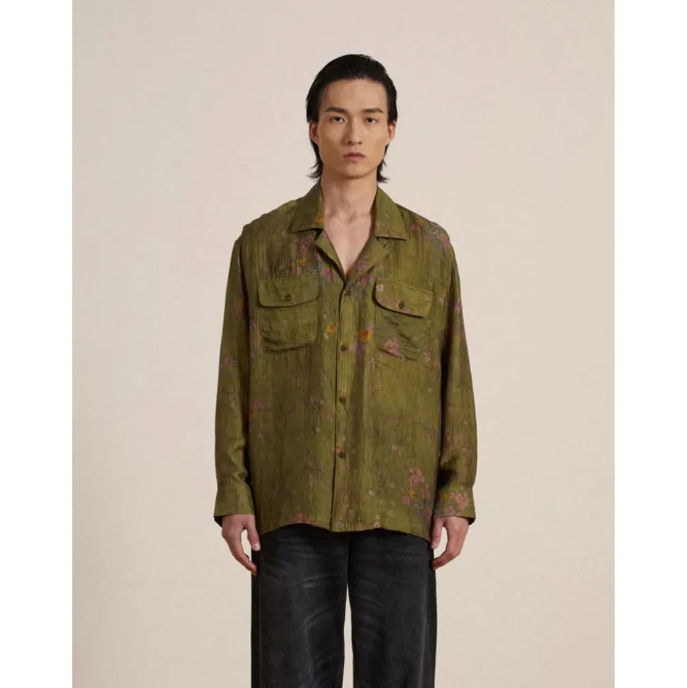 Floral Moss LS Camp Shirt