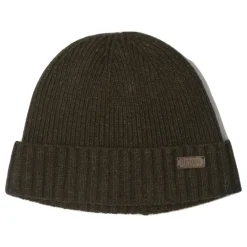 Grønn Ribbestrikket Beanie Lue med Logo