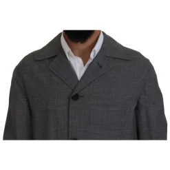 Grå Rutete Trenchcoat, Elegant Stil