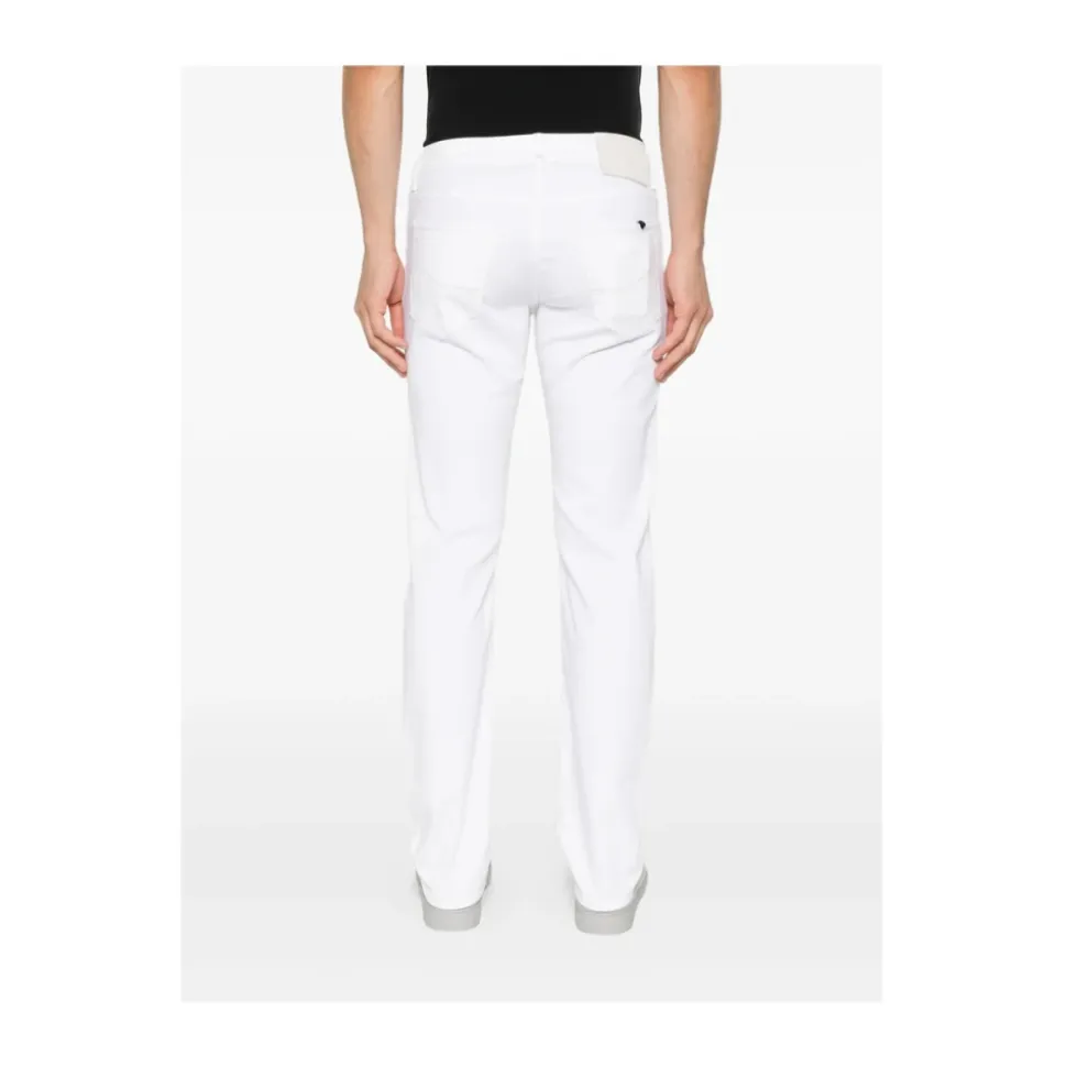 Hvit Fem Lommer Knappelukking Jeans