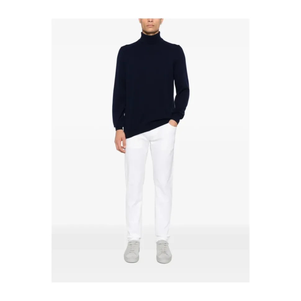 Hvit Fem Lommer Knappelukking Jeans
