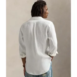 Hvit Slim Fit Lin Skjorte