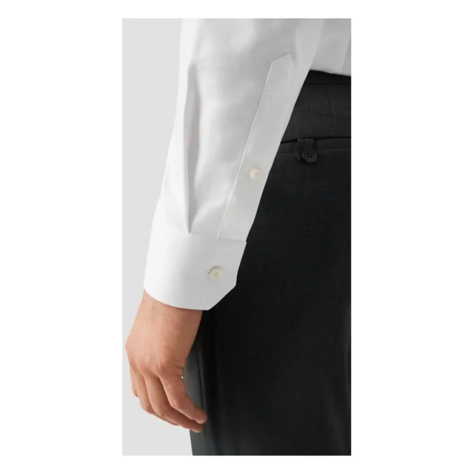 Hvit teksturert twill slim fit skjorte