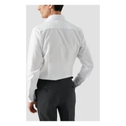 Hvit teksturert twill slim fit skjorte
