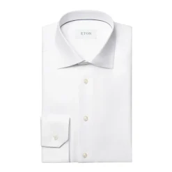 Hvit teksturert twill slim fit skjorte