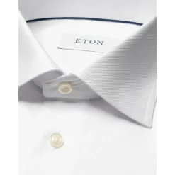 Hvit teksturert twill slim fit skjorte