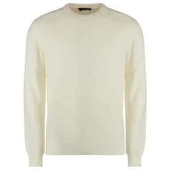 Kasjmir Crew-neck Genser med Ribbestrikkede Kanter