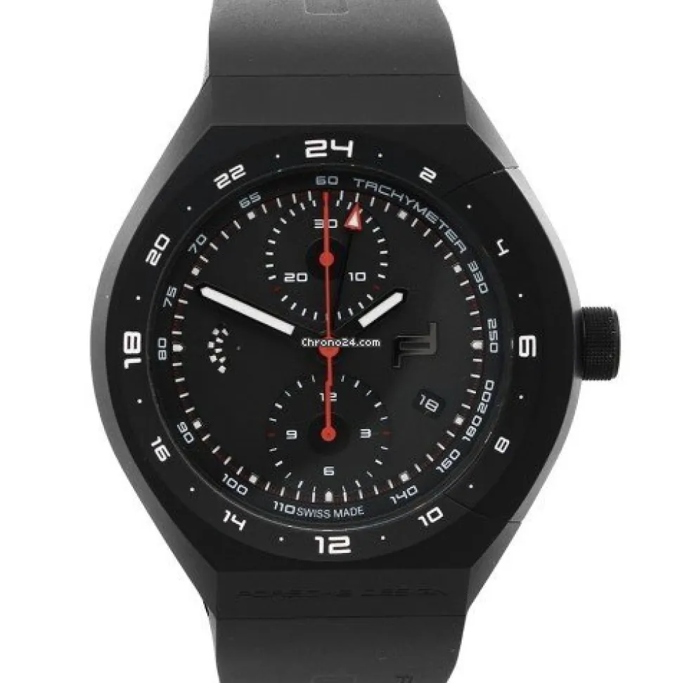 Klokke Porsche Design - Uomo - 6030.6.01.007.05.2 - Porsche Design Monobloc Actuator 24H -Chronotimer Black Rubber