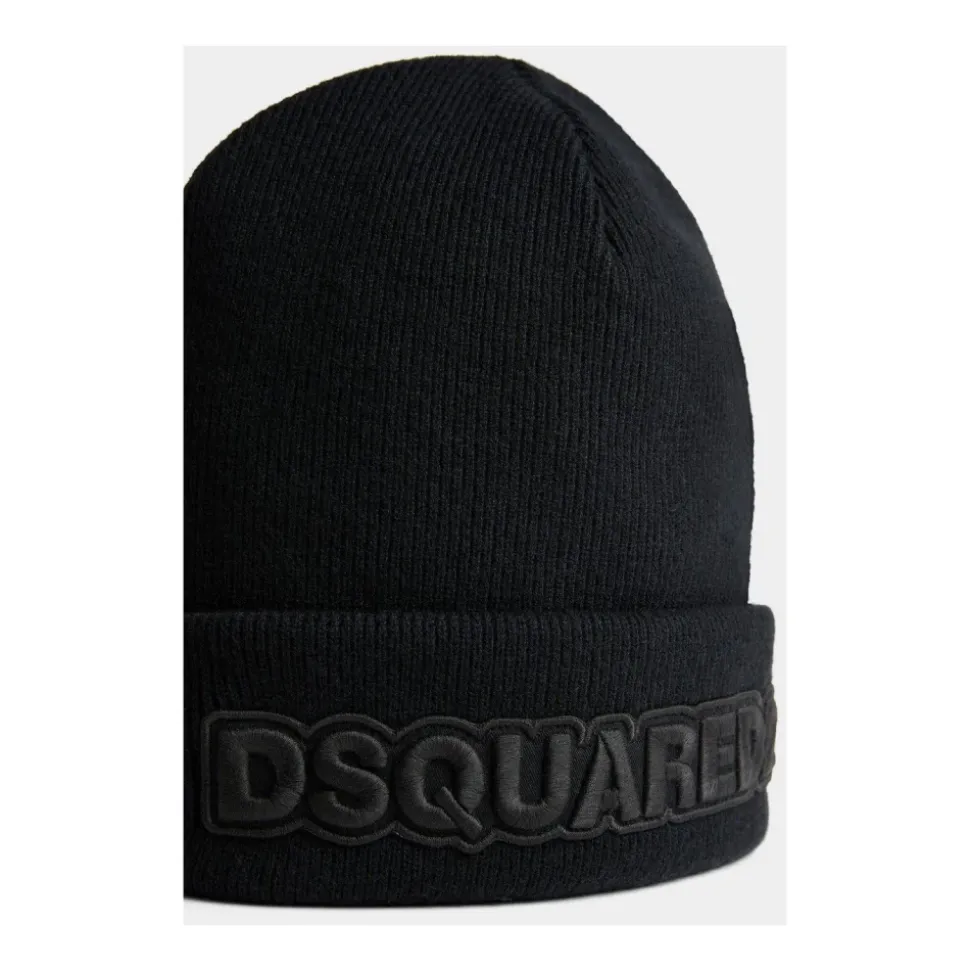 Logo-brodert strikket beanie