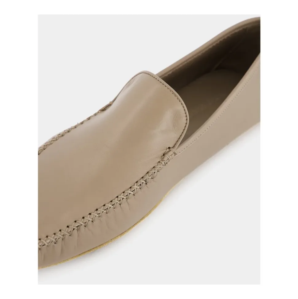 Luksus Beige Skinn Loafers