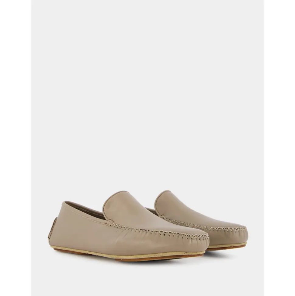 Luksus Beige Skinn Loafers
