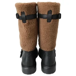 Luksus Shearling Lær Lange Støvler
