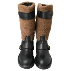 Luksus Shearling Lær Lange Støvler