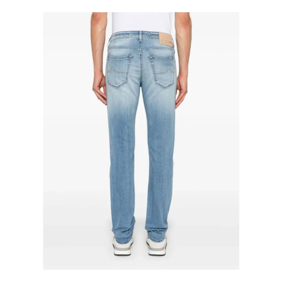Lys Blå Stonewashed Slim Fit Denim