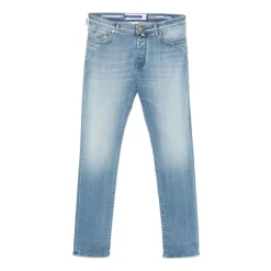 Lys Blå Stonewashed Slim Fit Denim
