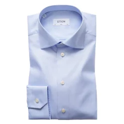 Lyseblå teksturert twill slim fit skjorte
