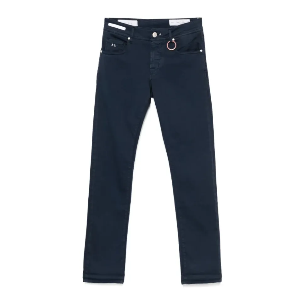 Marineblå Klassisk Knapp Jeans