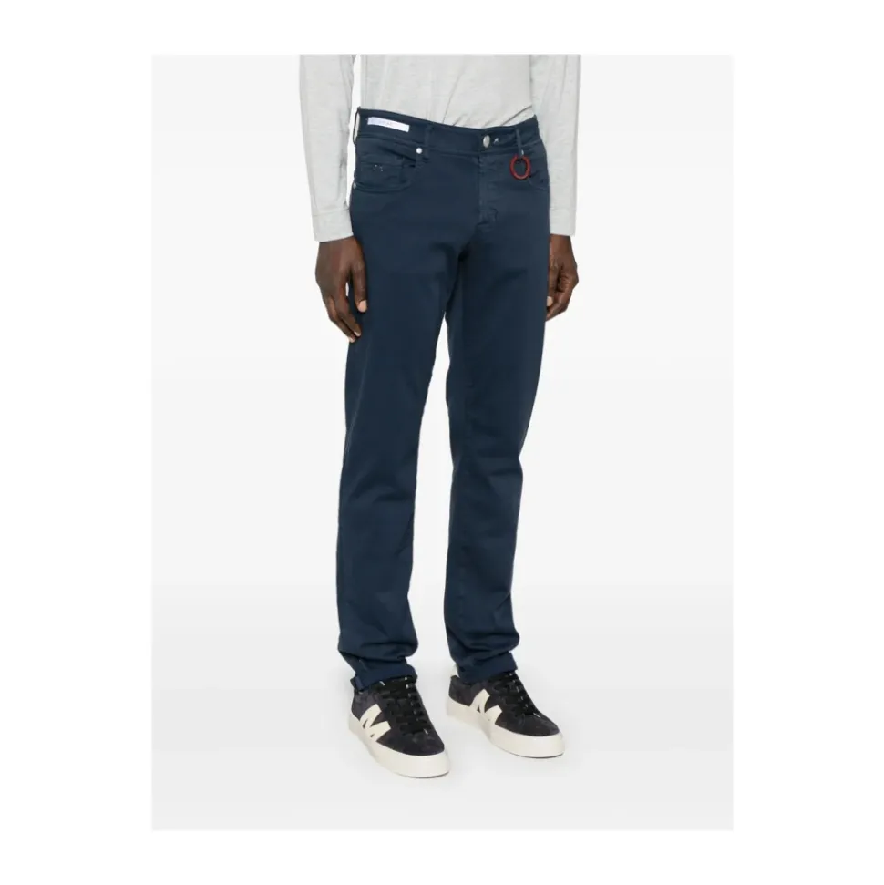 Marineblå Klassisk Knapp Jeans