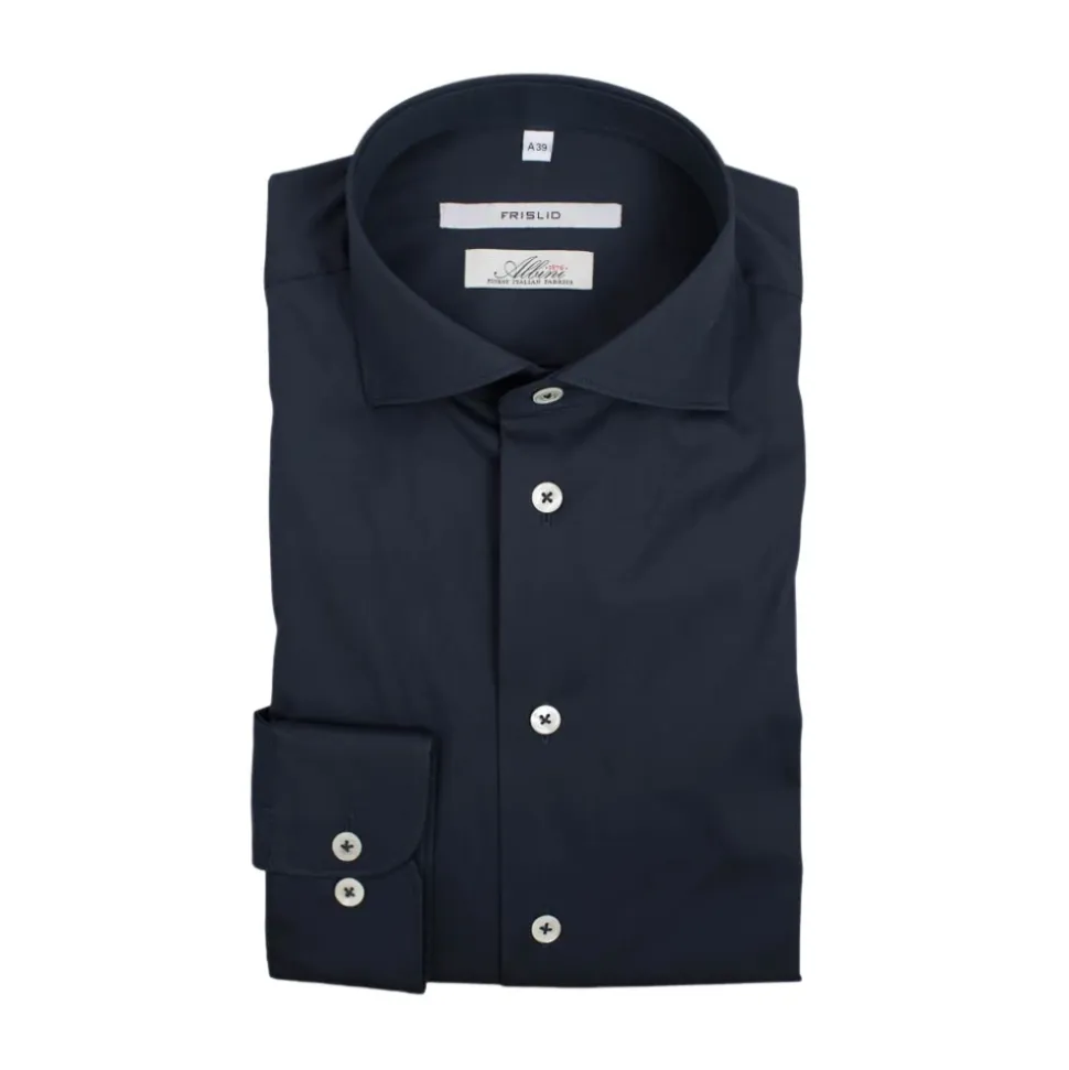 Marineblå Stretch Casual Skjorte