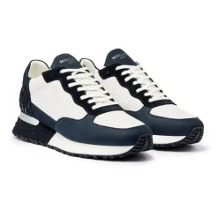 Marine Sølv Skinn Sneakers