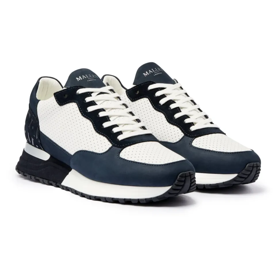 Marine Sølv Skinn Sneakers
