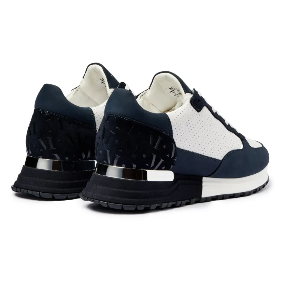 Marine Sølv Skinn Sneakers