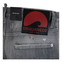 Menns Knapp Jeans med Lær Patch