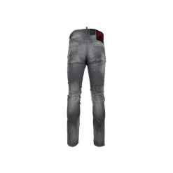 Menns Knapp Jeans med Lær Patch