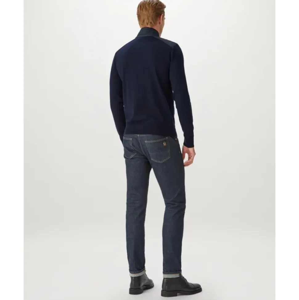 Merino Quarter Zip Jumper med teksturerte nylonpaneler