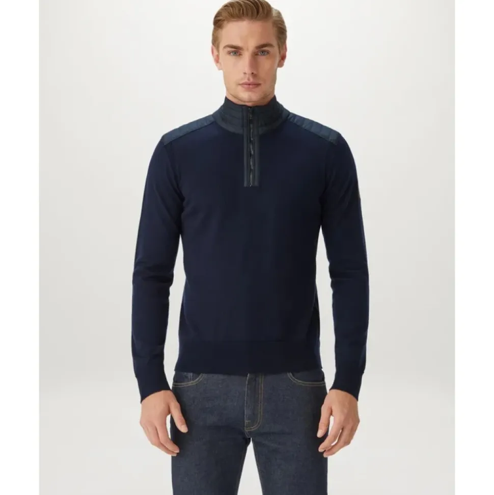 Merino Quarter Zip Jumper med teksturerte nylonpaneler