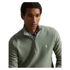 Mesh-Knit Cotton Quarter-Zip Genser