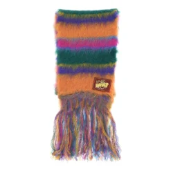 Mohair Blend Stripet Skjerf med Frynser