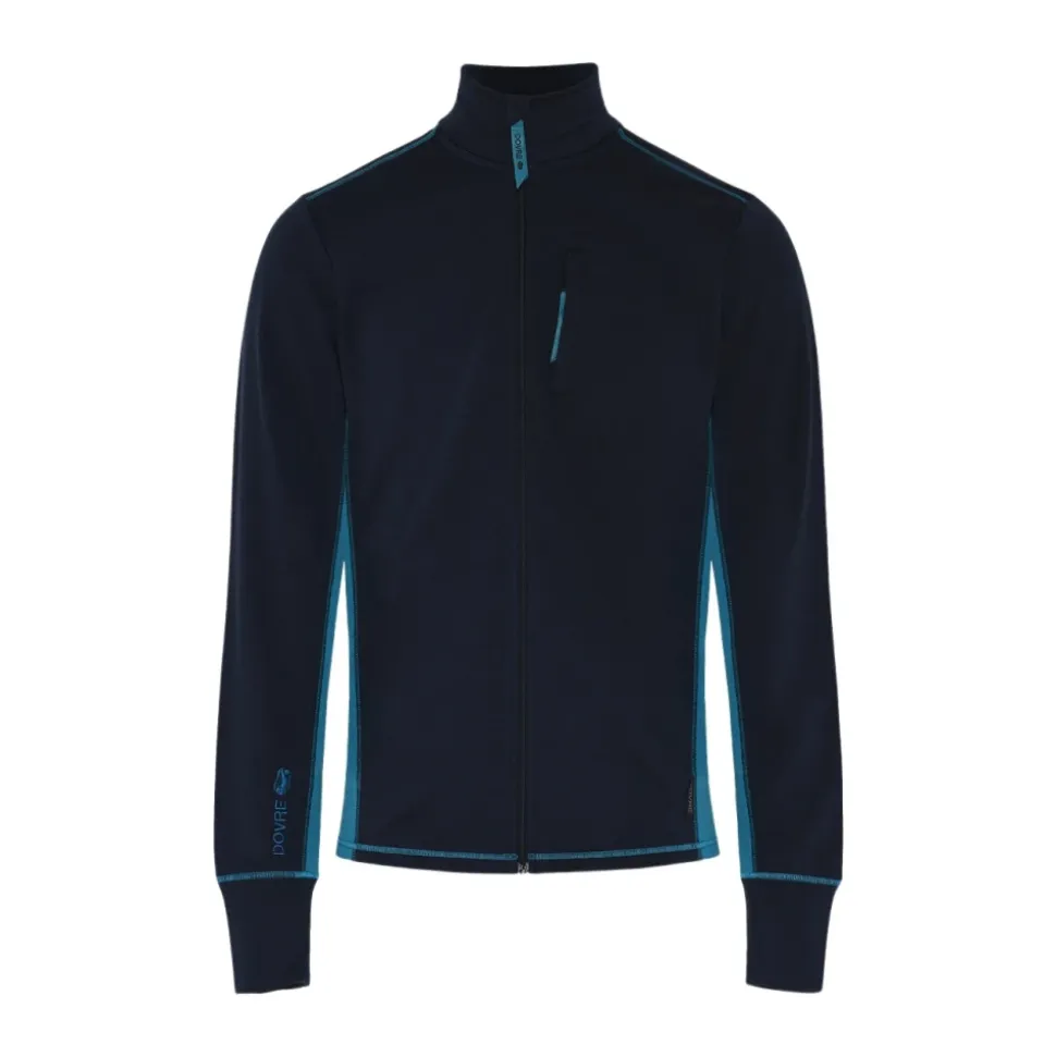 Mørk Blå Dovre Dovre Mid-Layer Merinoull Fleece Jakke Med Gliderlås - Mørk Blå Genser