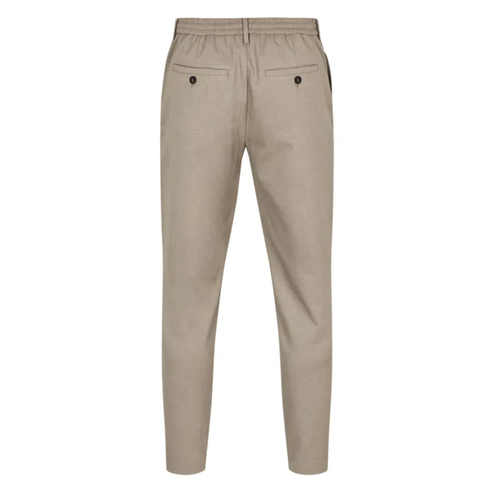 Mørk Sand Melange Tapered Bukser