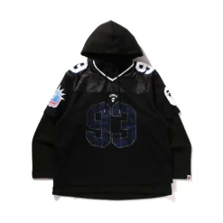 Multi Logo Layered Sleeves Relaxed Fit Football Jersey