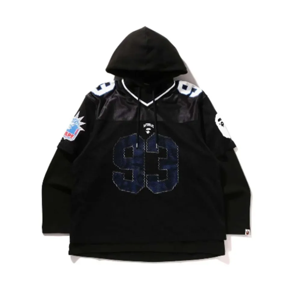 Multi Logo Layered Sleeves Relaxed Fit Football Jersey