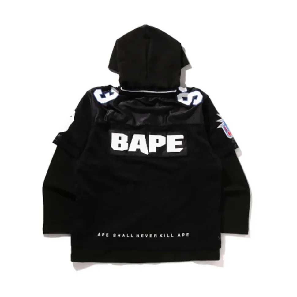 Multi Logo Layered Sleeves Relaxed Fit Football Jersey