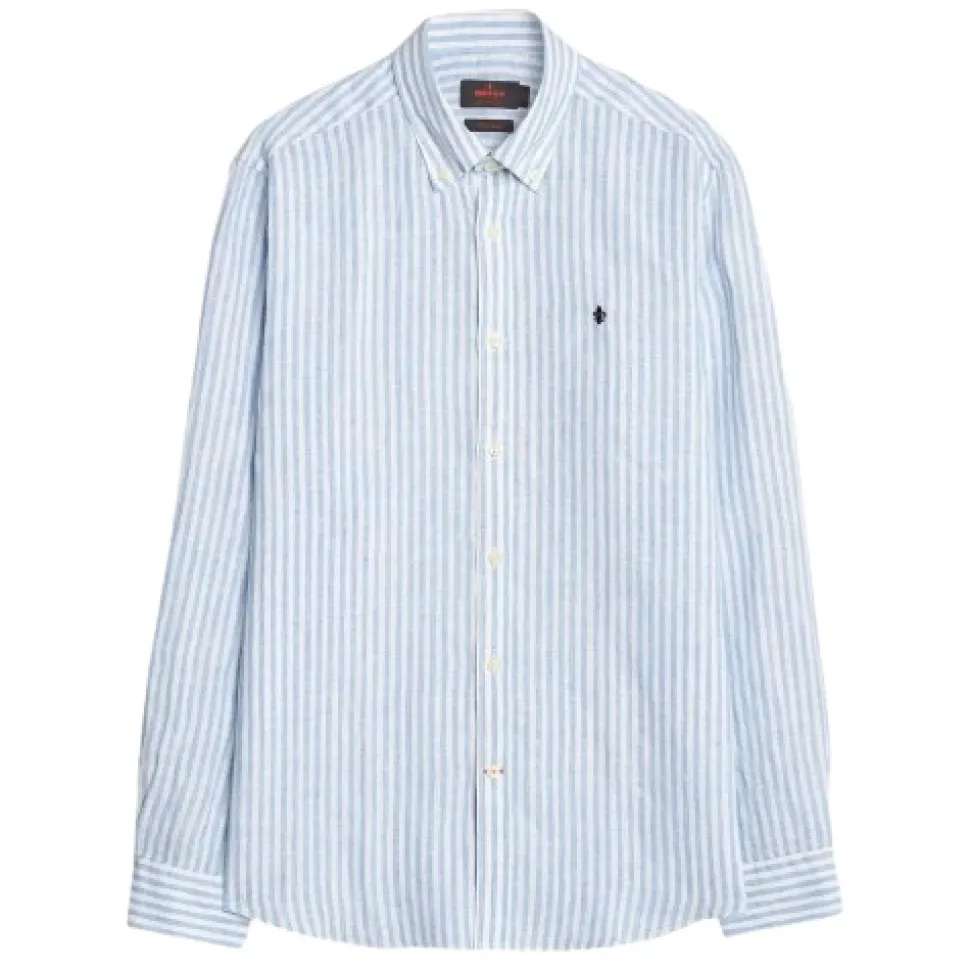 no color Morris Douglas Linen Stripe Shirt Skjorte