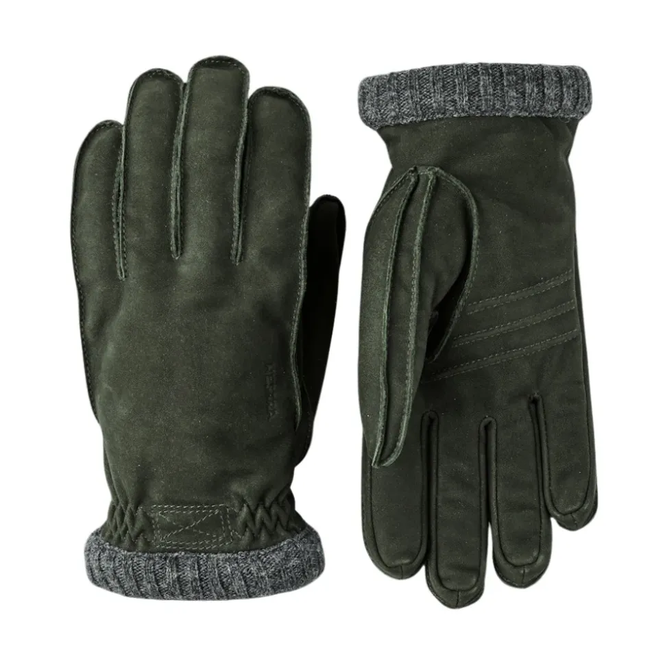 Nubuck Ribbestrikket Mansjett Skinnhansker