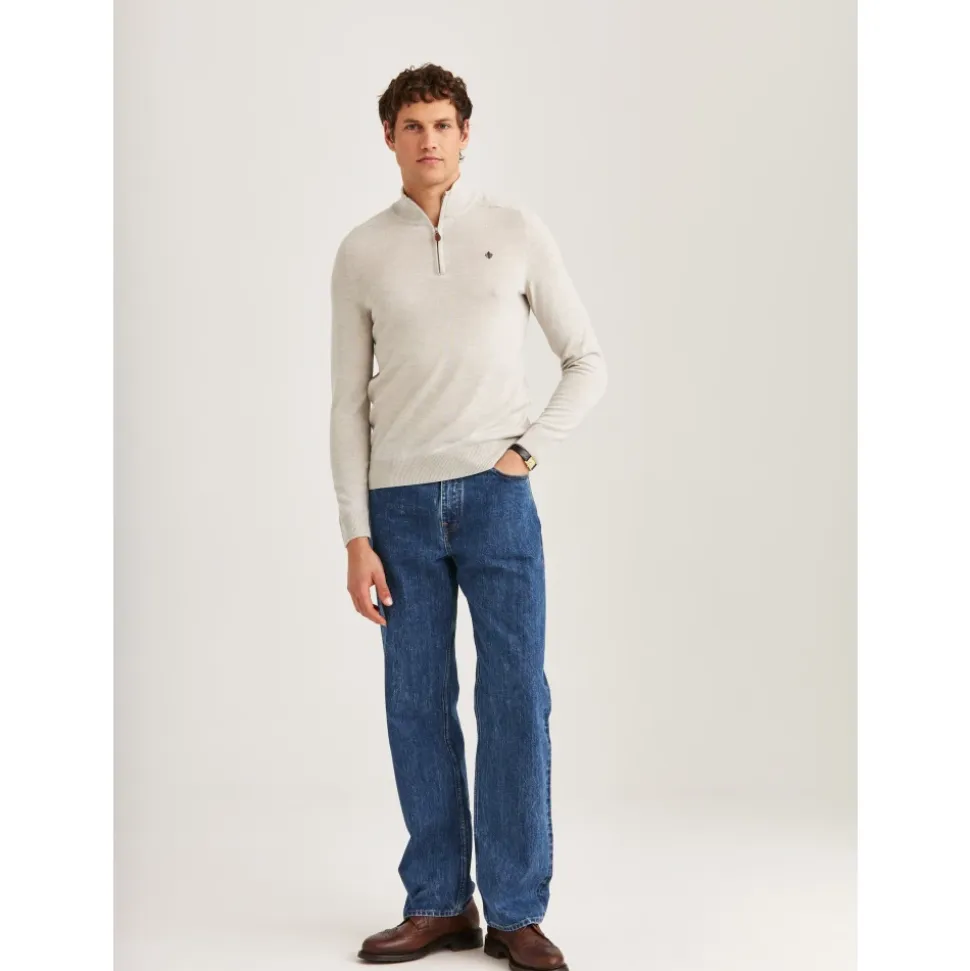 Off-White Morris Merino John Zip Genser