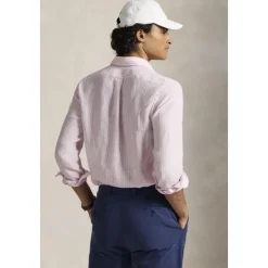 Pink Polo Ralph Lauren Custom Fit Striped Linen Shirt Pink White Skjorter