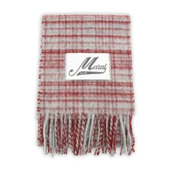 Rødt rutete skjerf i ull-mohair