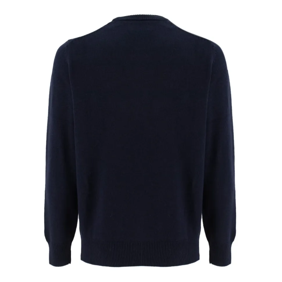 Ribbestrikket Genser med Brodert Logo