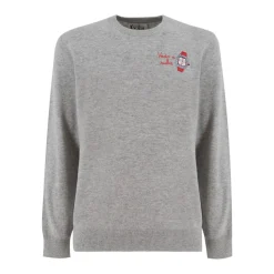 Ribbestrikket Genser med Brodert Logo