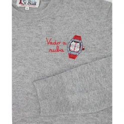 Ribbestrikket Genser med Brodert Logo
