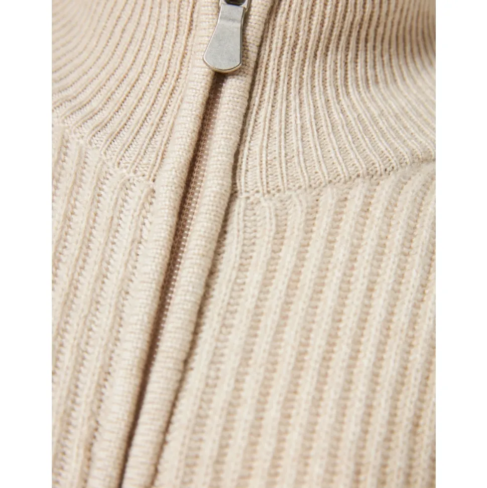 Ribbestrikket kasjmir cardigan