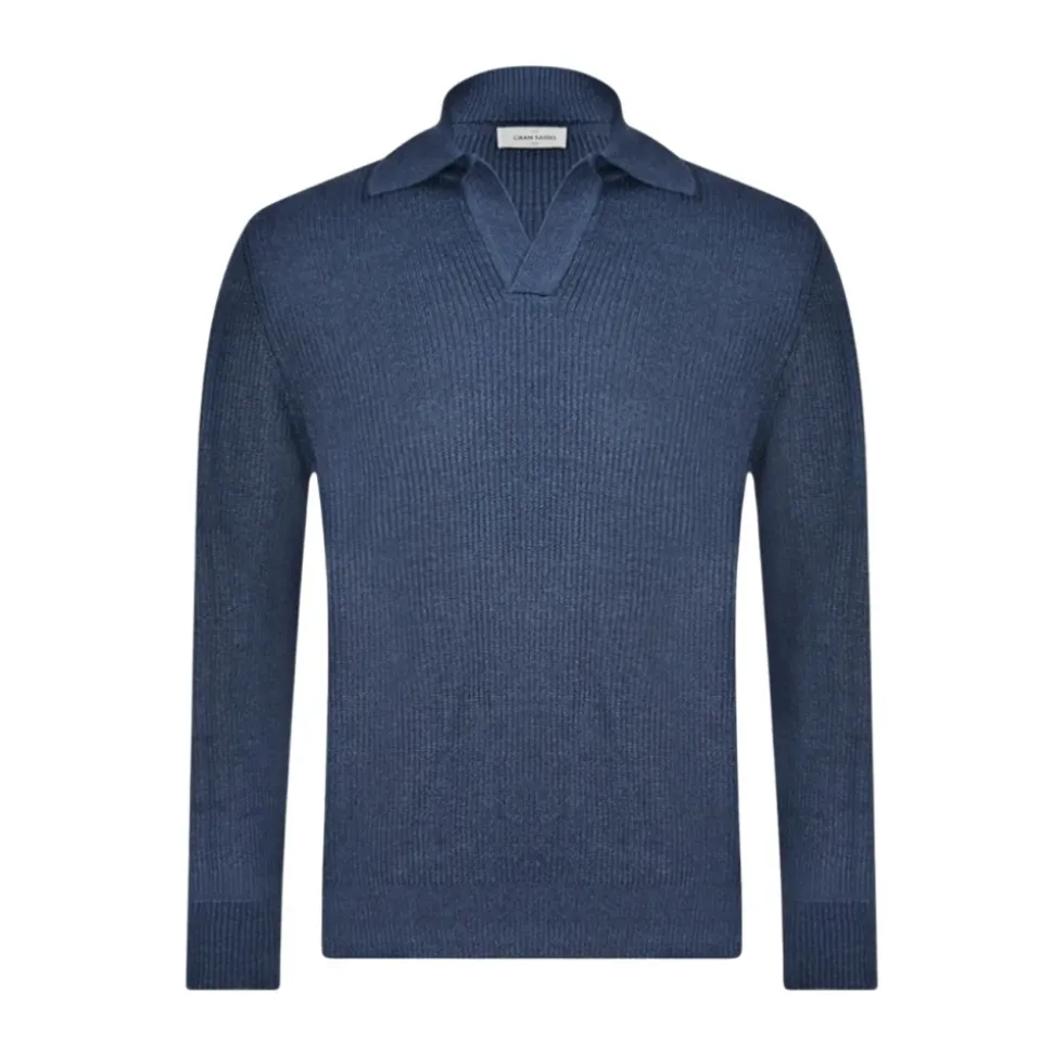 Ribbestrikket polosweater